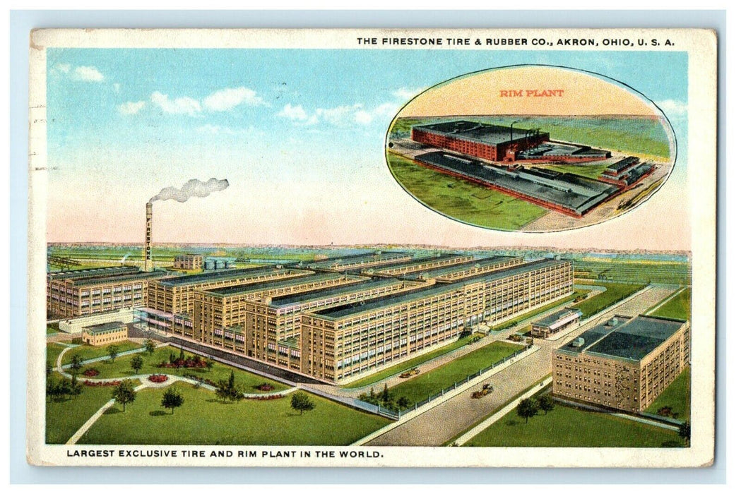 1920 The Firestone Tire & Rubber Co. Akron Ohio OH Posted Antique Postcard