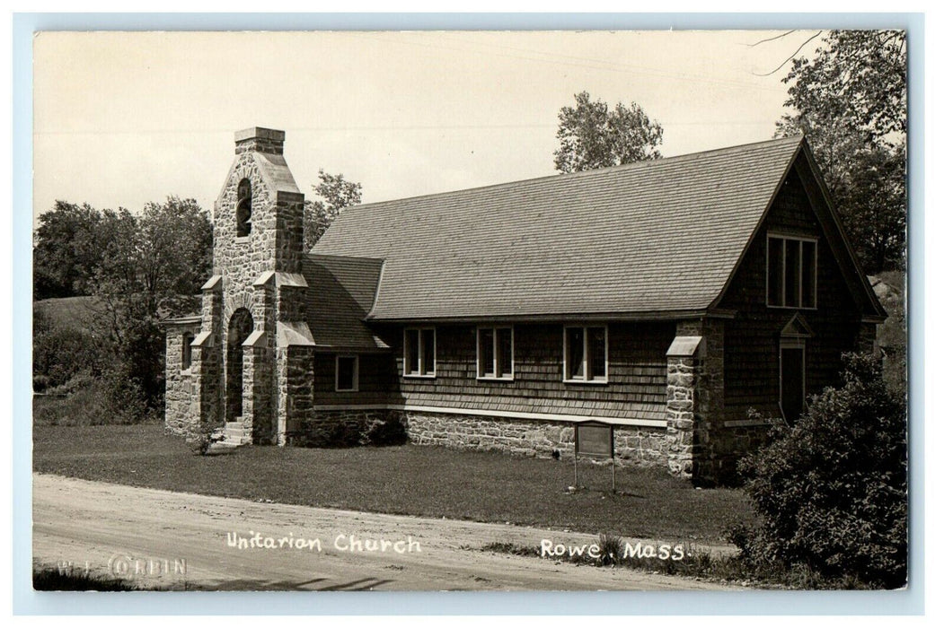 c1910's Unitarian Church Rowe Massachusetts MA RPPC Photo Antique Postcard