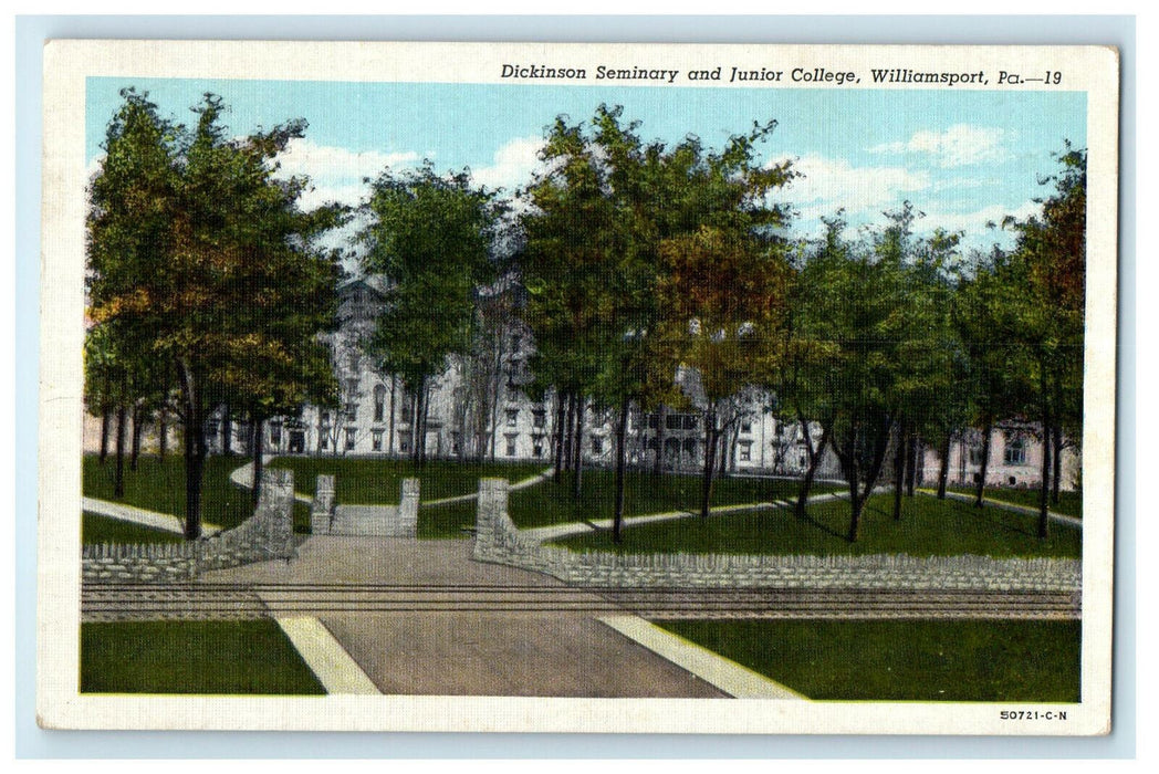 1943 Dickinson Seminary & Junior College Williamsport Pennsylvania PA Postcard