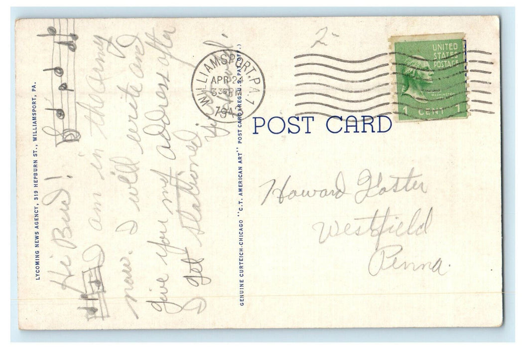 1943 Dickinson Seminary & Junior College Williamsport Pennsylvania PA Postcard