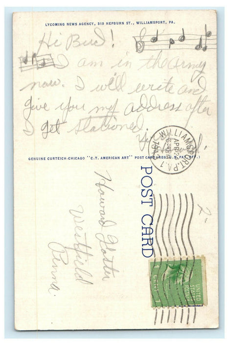 1943 Dickinson Seminary & Junior College Williamsport Pennsylvania PA Postcard