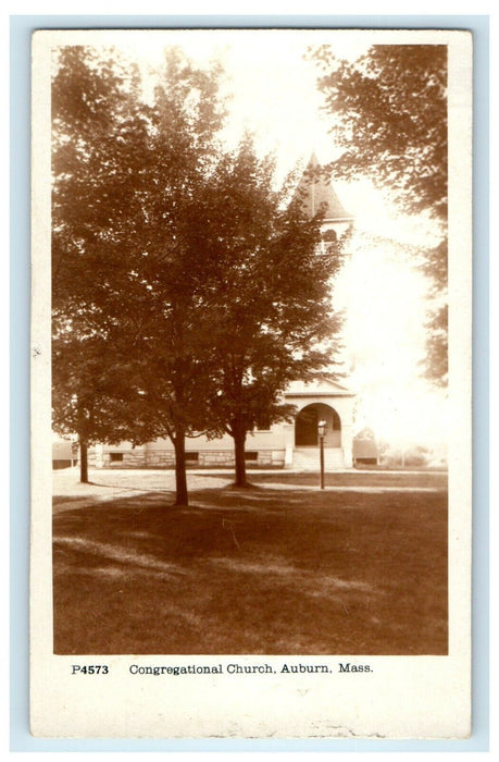c1910's Congregational Church Auburn Massachusetts MA RPPC Photo Postcard