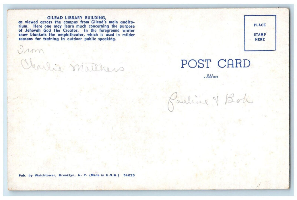 c1960's Gilead Library Building Patterson Auditorium School  New York  Postcard