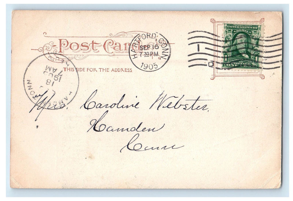 1905 View in Bushnell Park, Hartford Connecticut CT Posted Antique Postcard