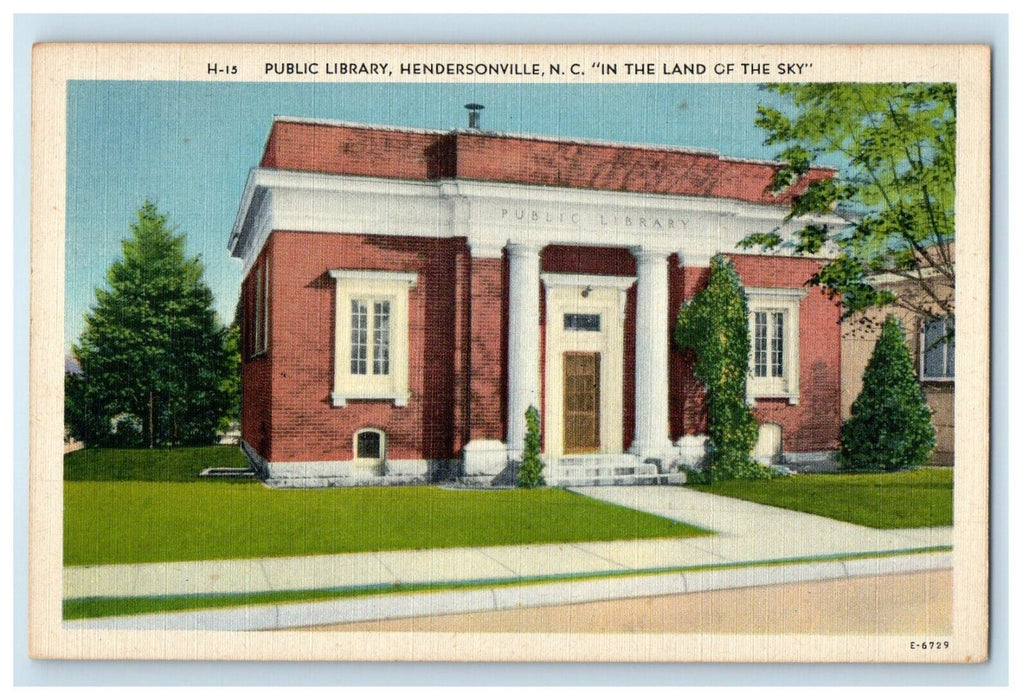 Public Library Hendersonville North Carolina NC, In The Land Of The Sky Postcard