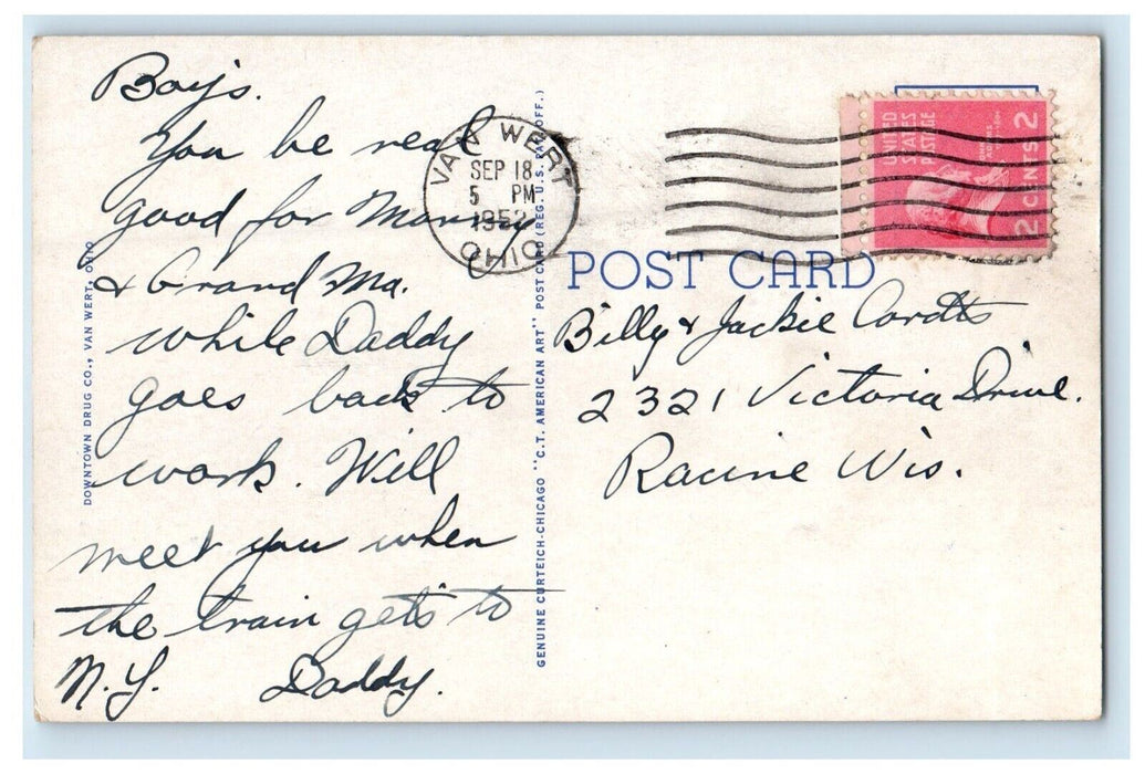 1952 The Brumback Library Van Wert Ohio OH Posted Vintage Postcard