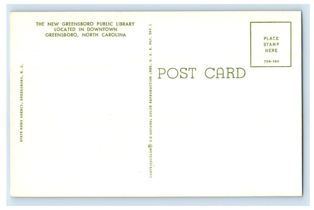 The New Greensboro Public Library In Downtown North California NC Postcard