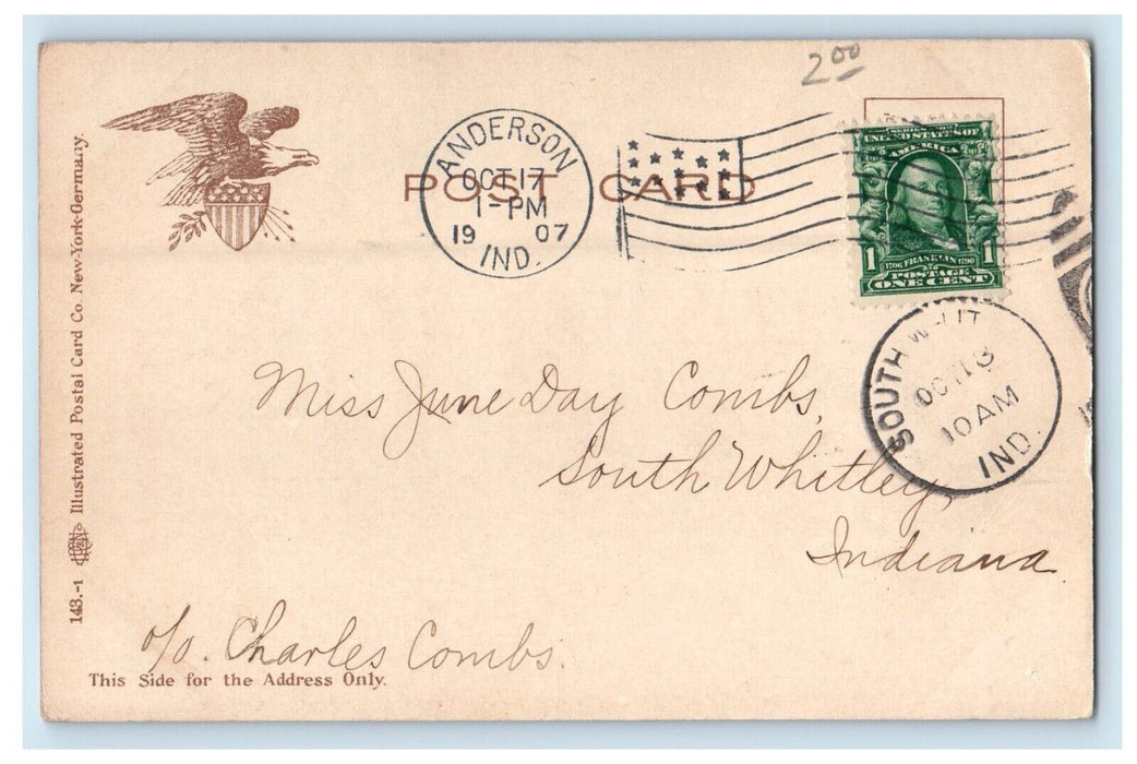 1907 Federal Building And Post Office Anderson Indiana IN Antique  Postcard