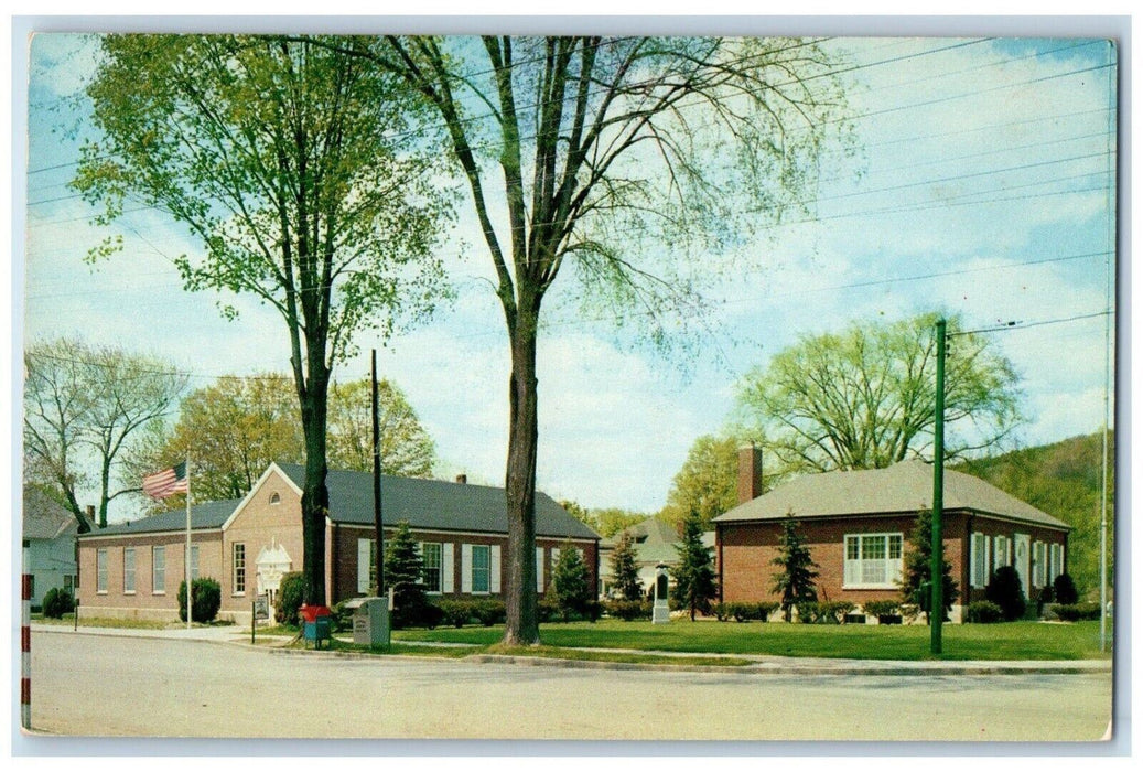 c1960's Postoffice Sidney Public Library Main River Streets Sidney NY Postcard