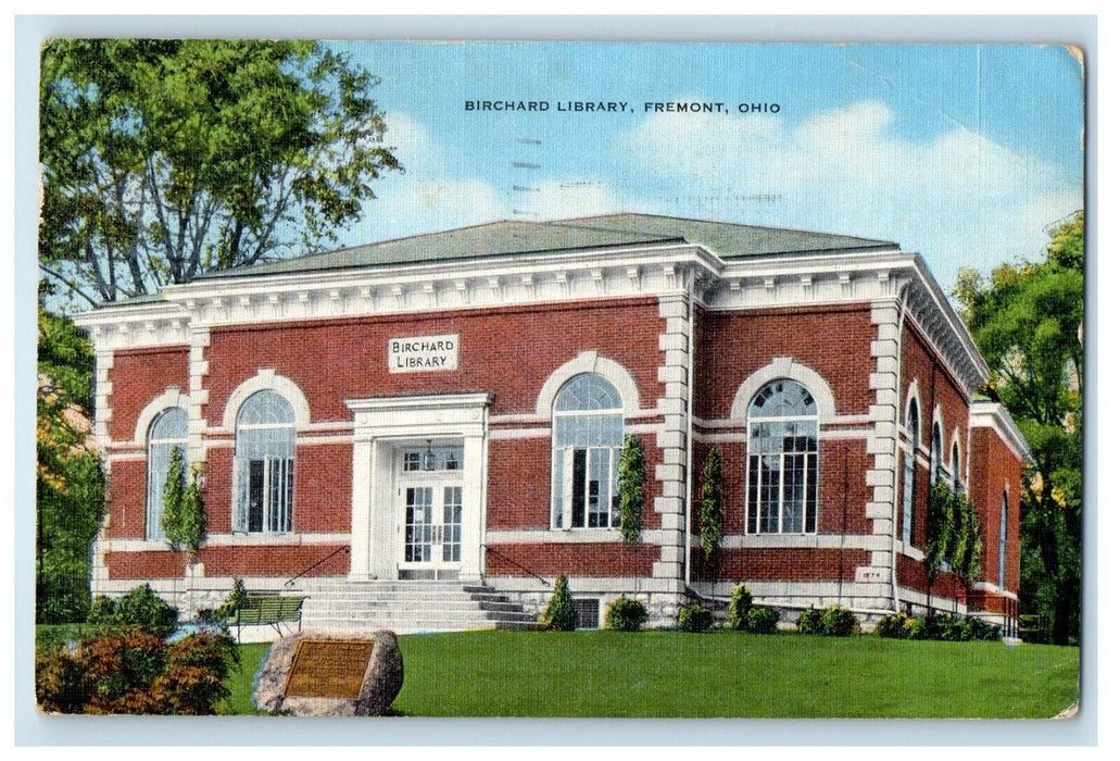 1954 Birchard Library Building Fremont Ohio OH Posted Vintage Postcard