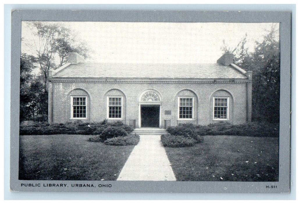 A View Of Public Library Urbana Ohio OH Unposted Vintage Postcard