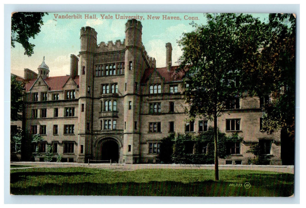 c1910s Vanderbilt Hall, Yale University, New Haven Connecticut CT Postcard