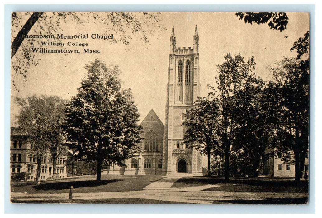 1911 Thompson Memorial Chapel, Williams College, Williamstown MA Postcard