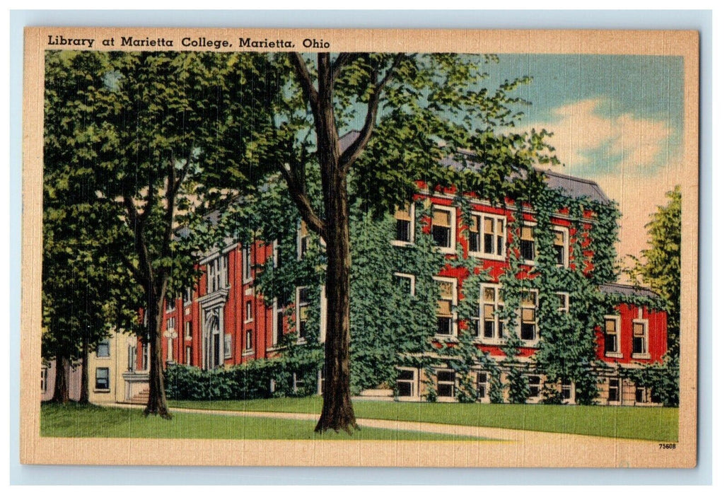 Library At Marrieta College Marrieta Ohio OH Unposted Vintage Postcard