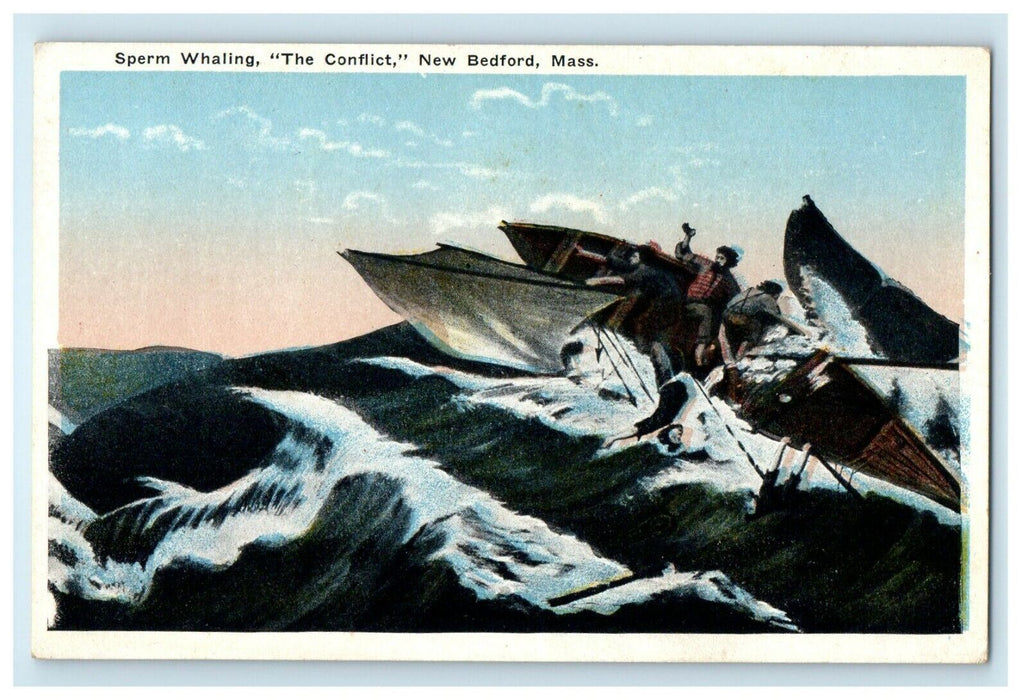 1909 Sperm Whaling, The Conflict New Bedford, Massachusetts MA Antique Postcard