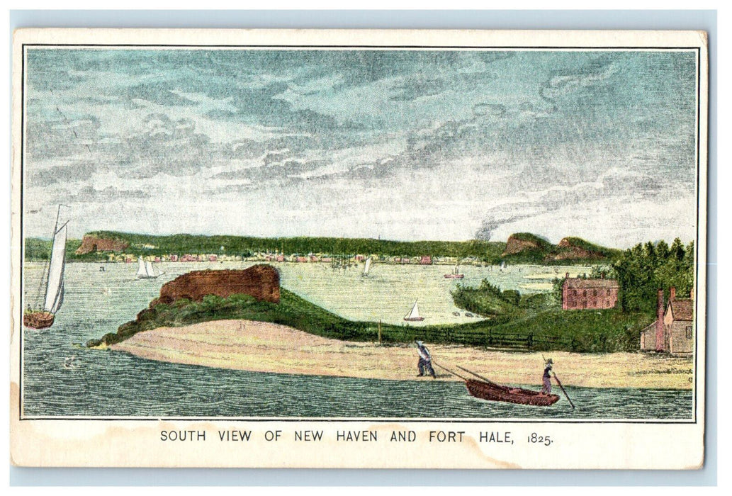 c1910s South View of New Haven and Fort Hale Posted Advertising Postcard