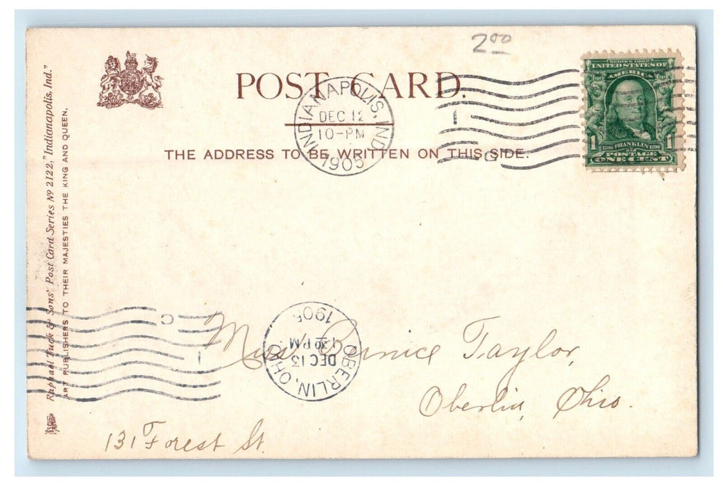 1905 Indianapolis IN, U.S Court House And Post Office Building Tuck's Postcard