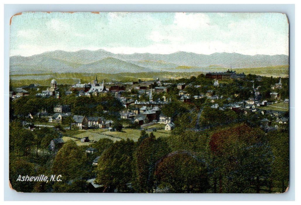 c1910 Aerial View of Asheville North Carolina NC Unposted Antique Postcard