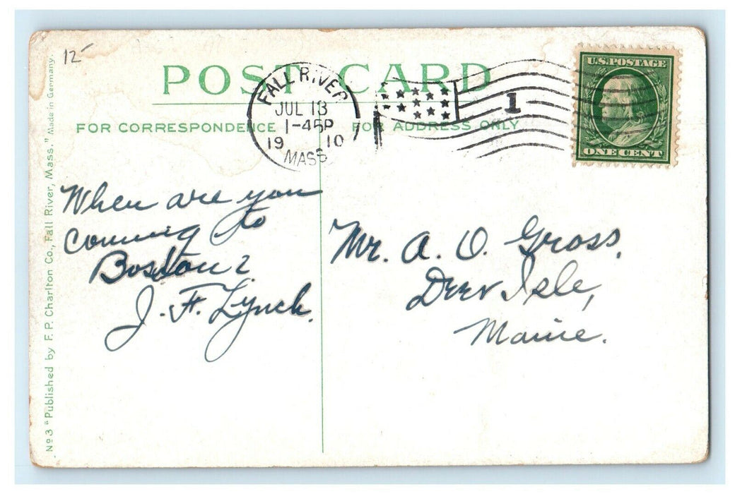 1910 Carpenter & Repair Shop, Fall River, Massachusetts MA Postcard
