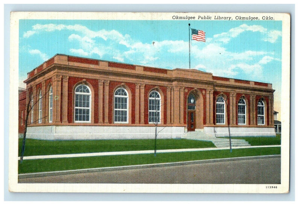 c1940's Okmulgee Public Library Okmulgee Oklahoma Ok Unposted Vintage Postcard