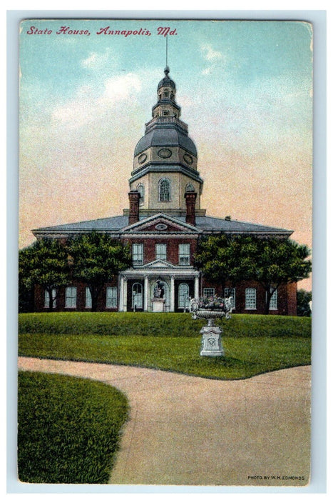 A View Of State House Annapolis Maryland MD Unposted Antique Postcard