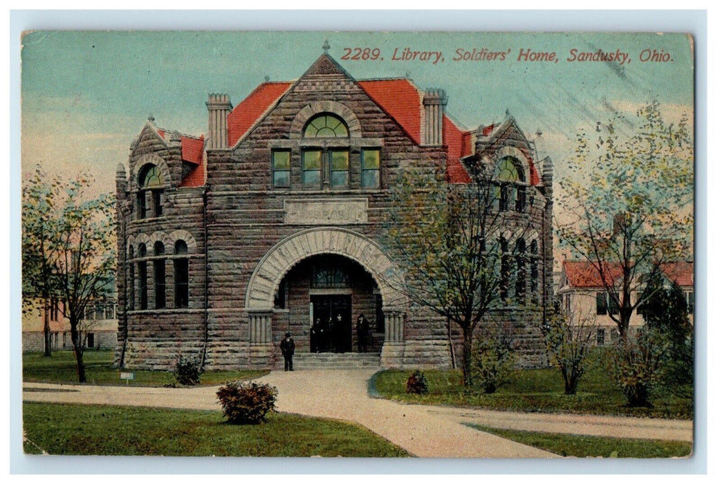 c1910's Library Soldiers Home Sandusky Ohio OH Posted Antique Postcard