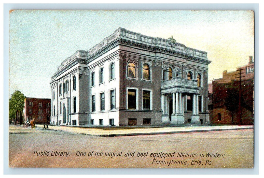 Erie PA, Public Library Equipped Libraries In Western Pennsylvania Postcard