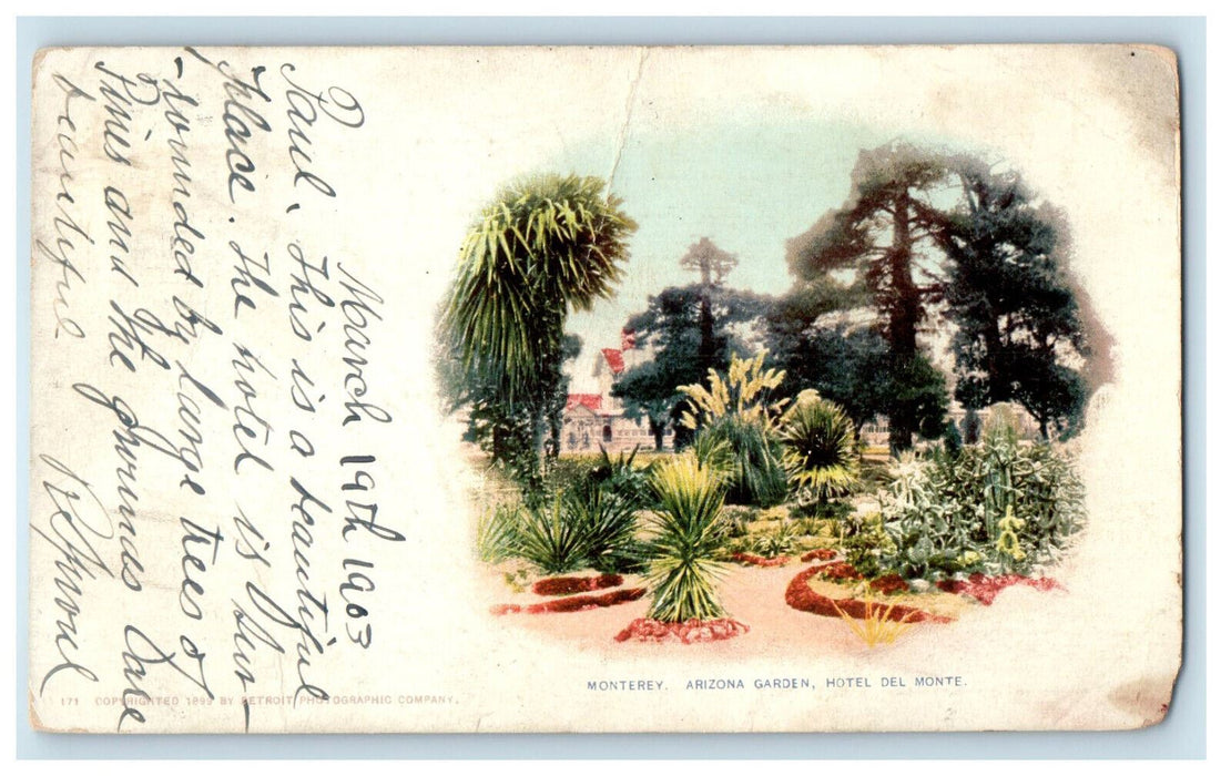 1903 Arizona Garden, Hotel Del Monte, Monterey CA Del Monte CA PMC Postcard