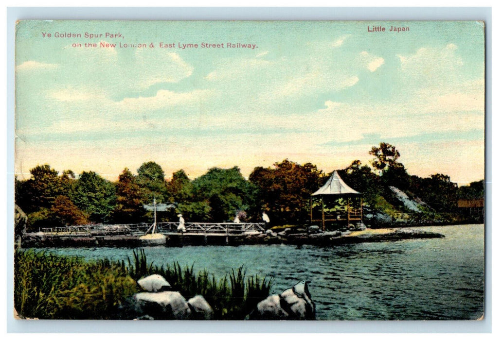 1908 Ye Golden Spur Park, East Lyme Street Railway, Croton CT Postcard
