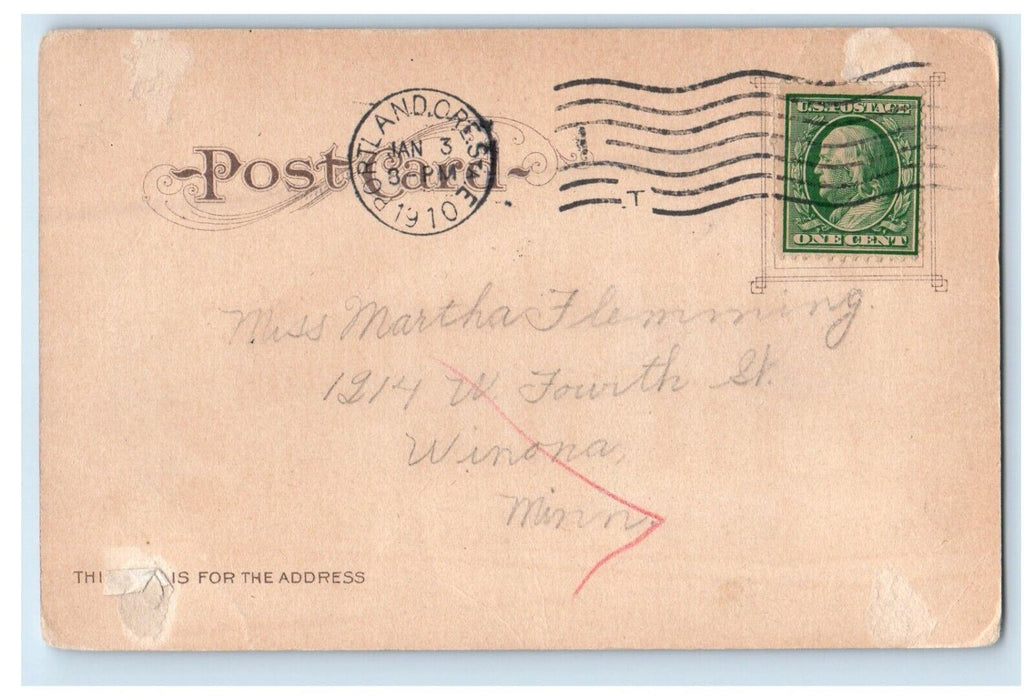 1910 Public Library Building Street View Portland Oregon OR Antique Postcard