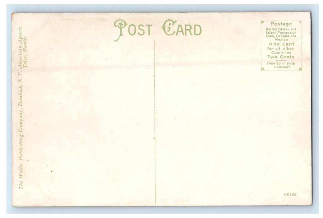 c1910's East Park Public Library In Background Fountain Erie PA Antique Postcard