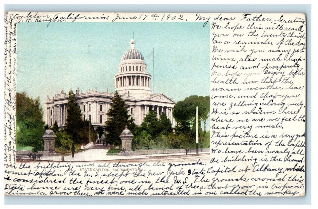 1902 State Capitol, Sacramento California CA PMC Posted Antique Postcard