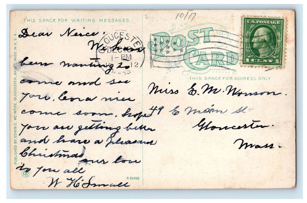 1912 Wheelers Point Gloucester Massachusetts MA Posted Antique Postcard