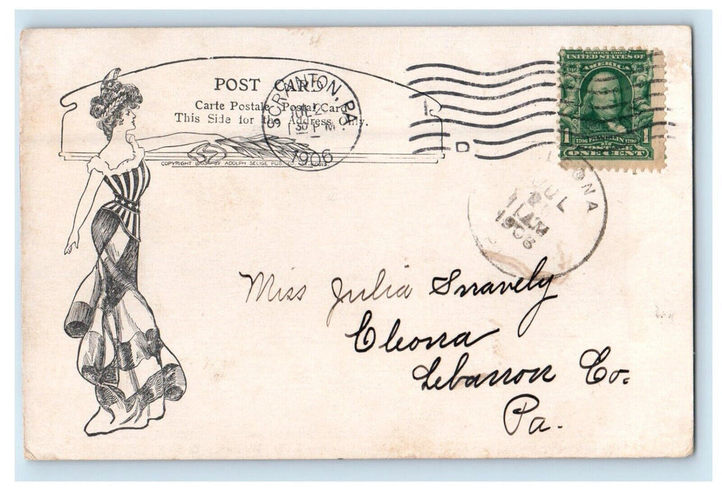 1906 Public Library Building Scranton Pennsylvania PA Posted Antique Postcard