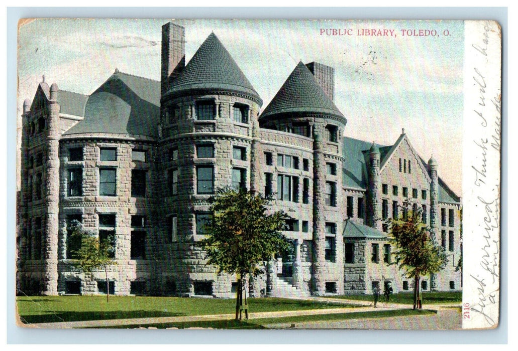 1908 Public Library Building Toledo Ohio OH Posted Antique Postcard