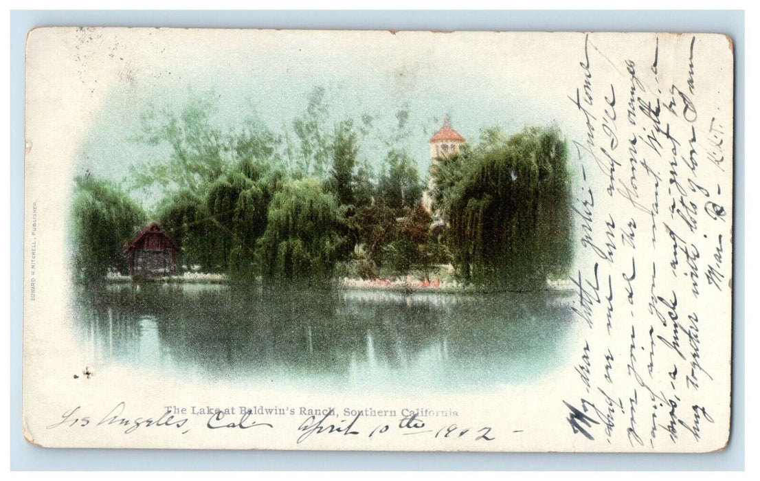 1902 The Lake at Baldwin's Ranch Southern California CA Posted Postcard