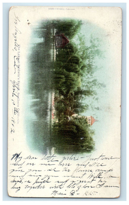 1902 The Lake at Baldwin's Ranch Southern California CA Posted Postcard