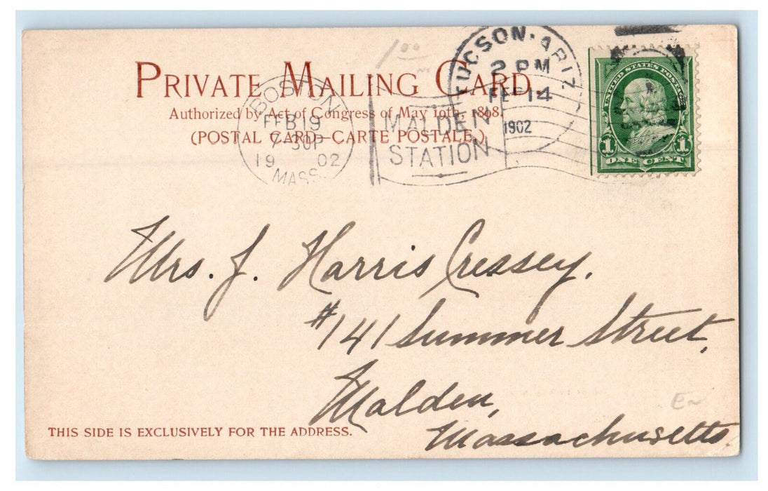 1902 Moki Indian Woman, Making Pottery PMC Tucson AZ Posted Cancel Postcard