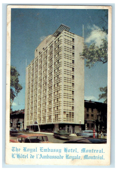 1959 Royal Embassy Hotel Building Cars Montreal Canada CA Vintage Postcard