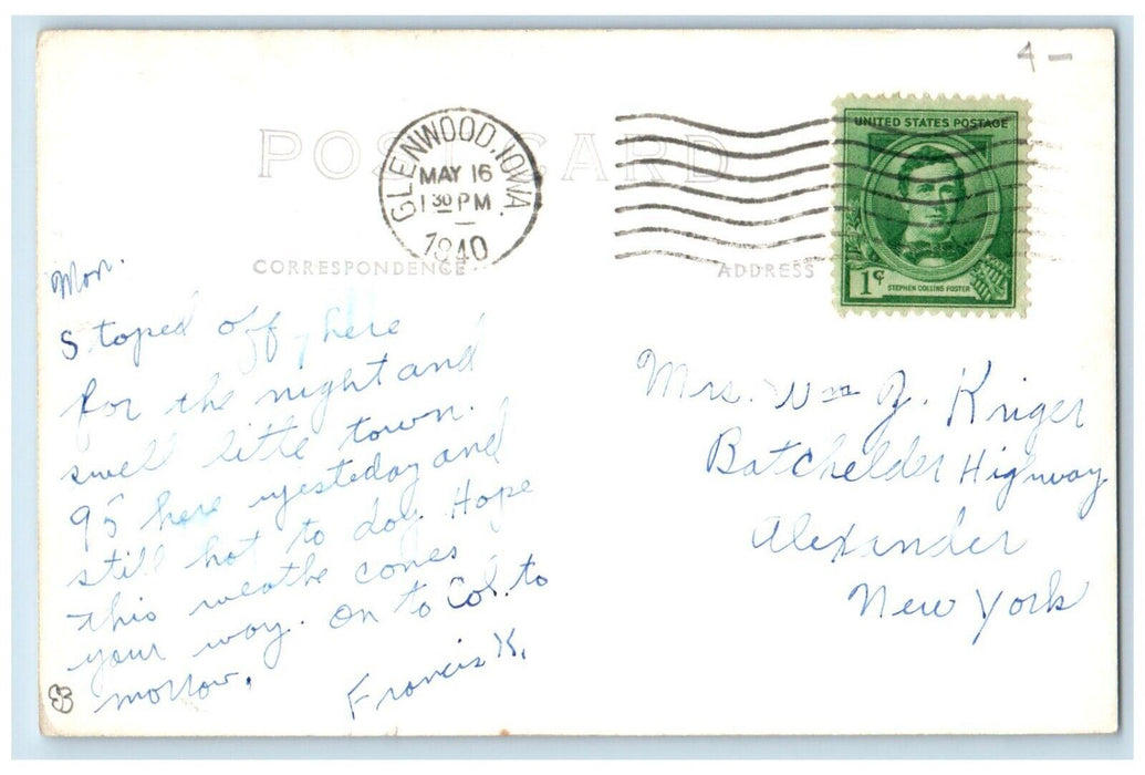 1940 Post Office Mail Box Glenwood Iowa IA RPPC Posted Photo Postcard
