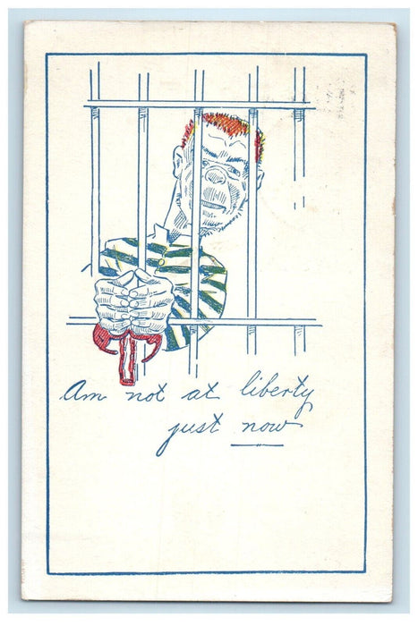 1908 Write Away Man In Jail Morning Sun Iowa IA Posted Antique Postcard