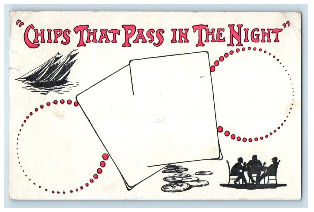 1908 Gambling Chips That Pass In The Night Morning Sun Iowa IA Antique Postcard