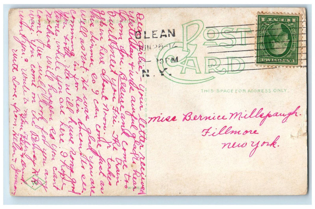1914 Entrance to High School Olean New York NY Antique Posted Postcard
