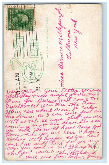 1914 Entrance to High School Olean New York NY Antique Posted Postcard