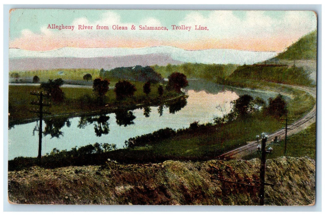1909 Railway, Allegheny River From Olean and Salamanca NY Portville NY Postcard