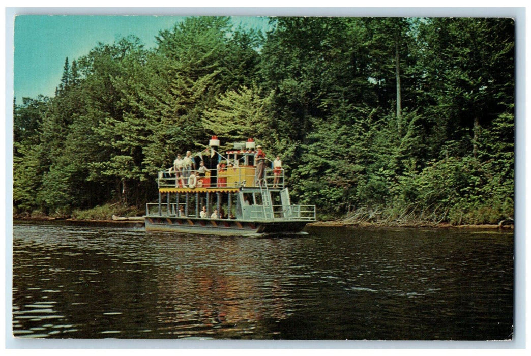 c1950's Adirondacks from Show Boat Cruise, Moose River, Old Forge NY Postcard