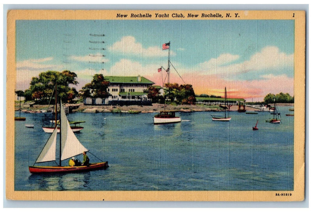 1946 Boat Scene, New Rochelle Yacht Club New Rochelle New York NY Postcard