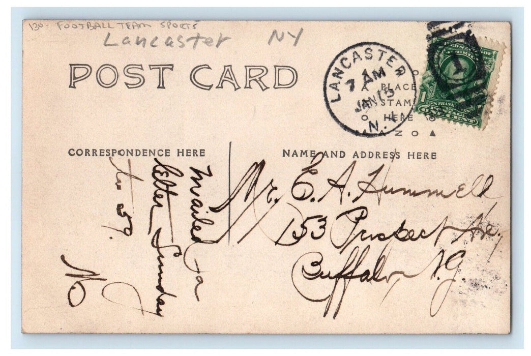 c1910's Football Team Sports Lancaster New York NY RPPC Photo Antique Postcard