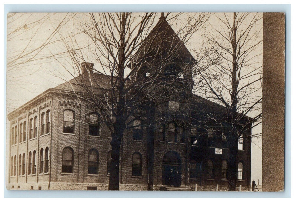 c1905 Evans School Building Angola New York NY RPPC Photo Antique Postcard