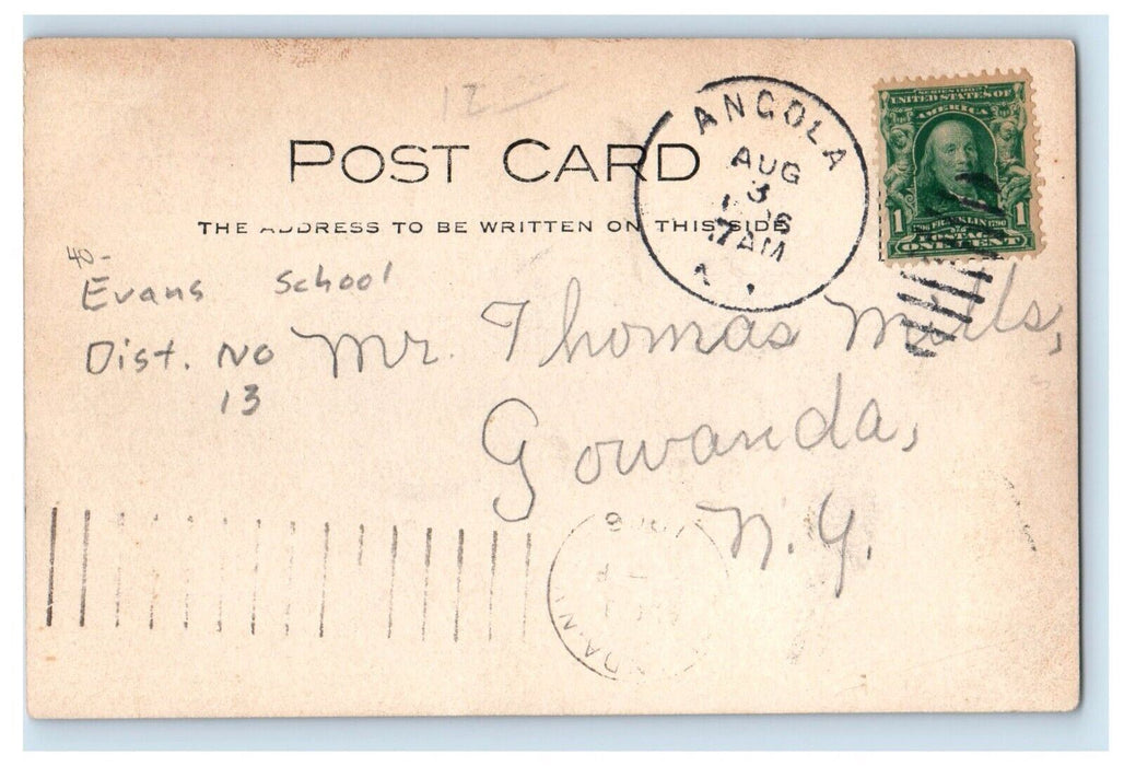 c1905 Evans School Building Angola New York NY RPPC Photo Antique Postcard